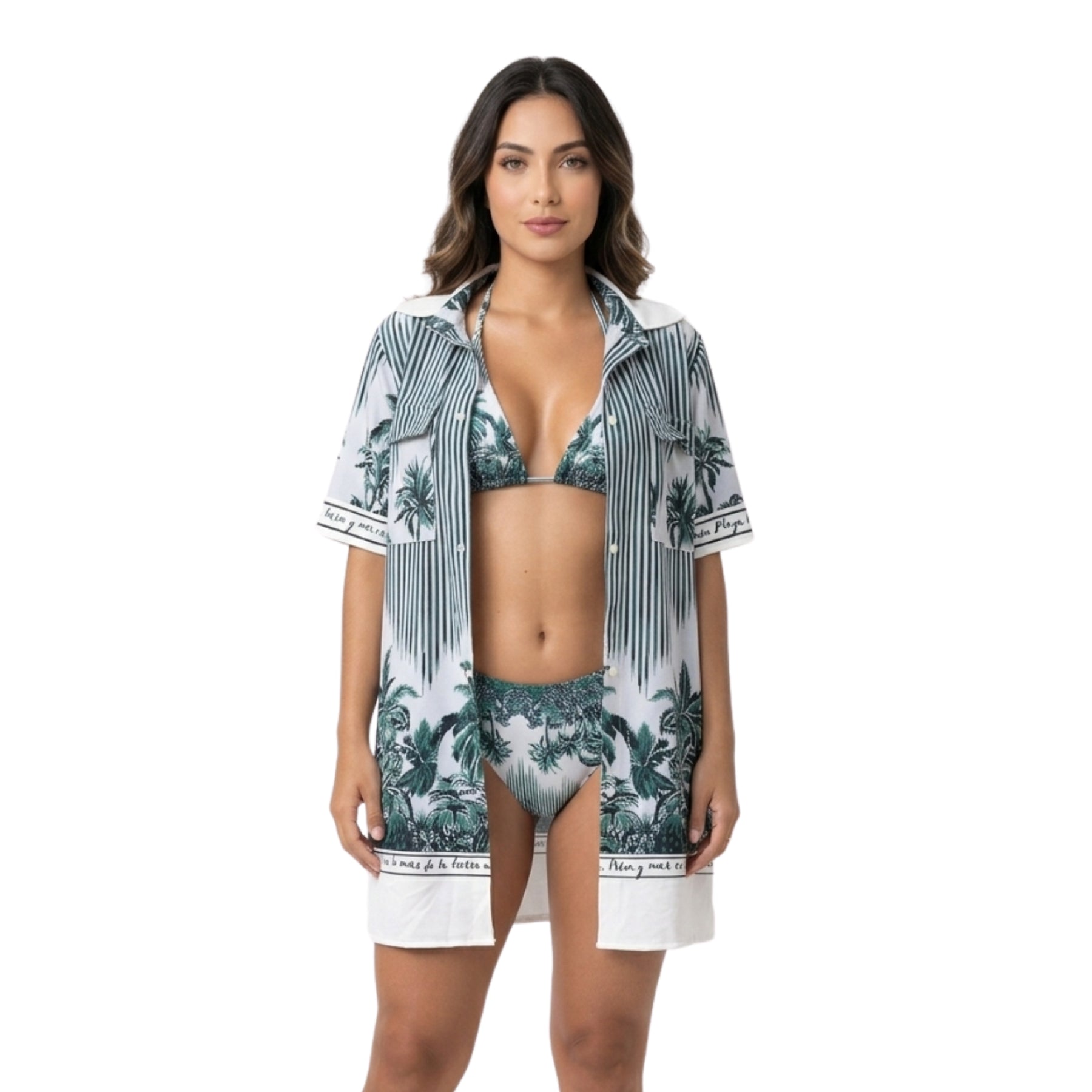 GREEN NIGHTGOWN AND SWIMSUIT SET
