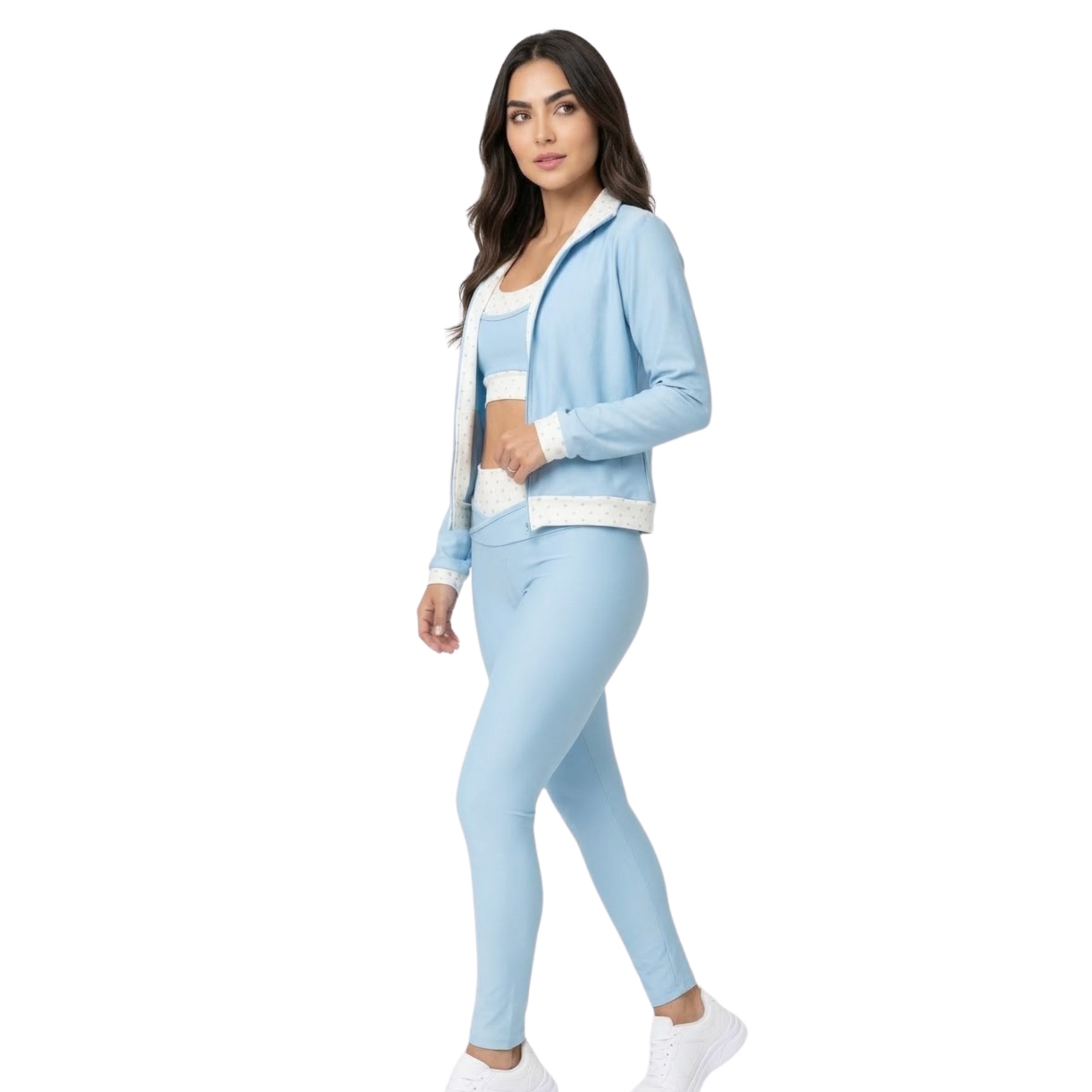 BABY BLUE SPOTTED SPORTS TRIO