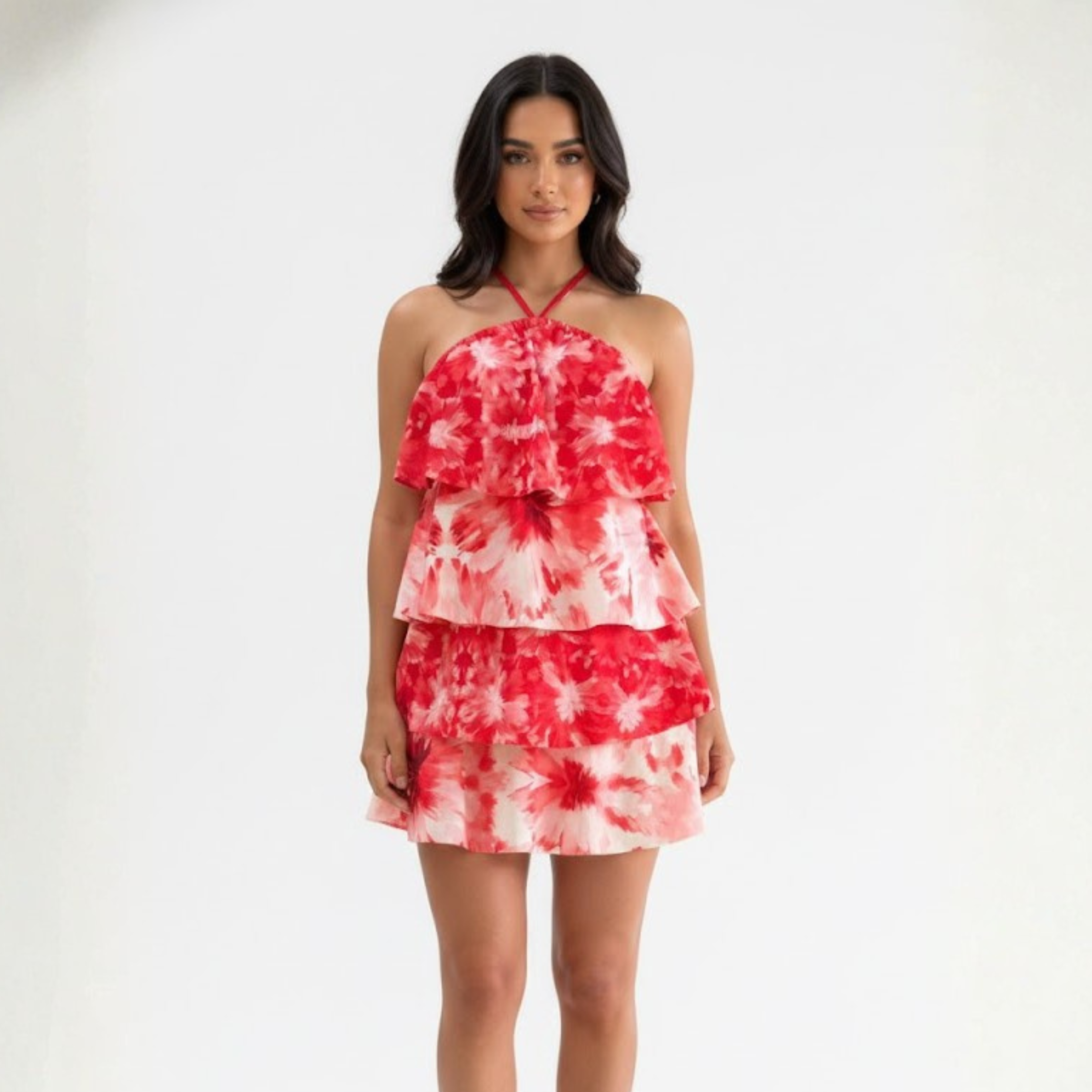 RUFFLE DRESS RED