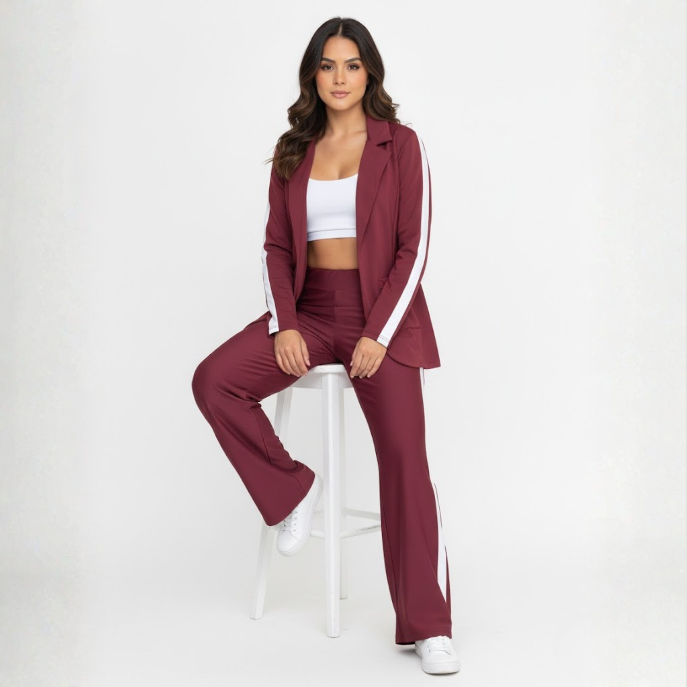 BURGUNDY BLAZER AND TROUSERS SET
